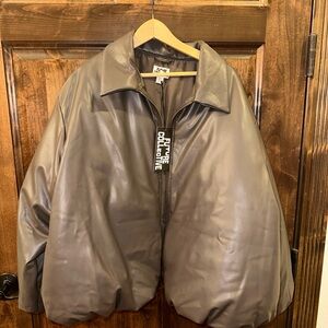 Future Collective Women's Gray Leather Jacket